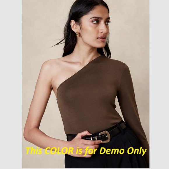 Banana Republic Cotton-Modal One-Sleeve Top Black Size M / L / XL Long Sleeve - Picture 2 of 12